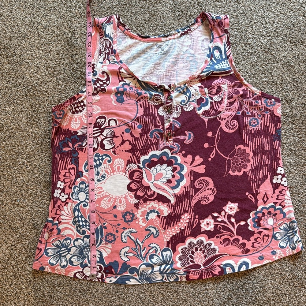 Sonoma | Pink and Red Paisley Bohemian Fitted Tank Top - Picture 8 of 9